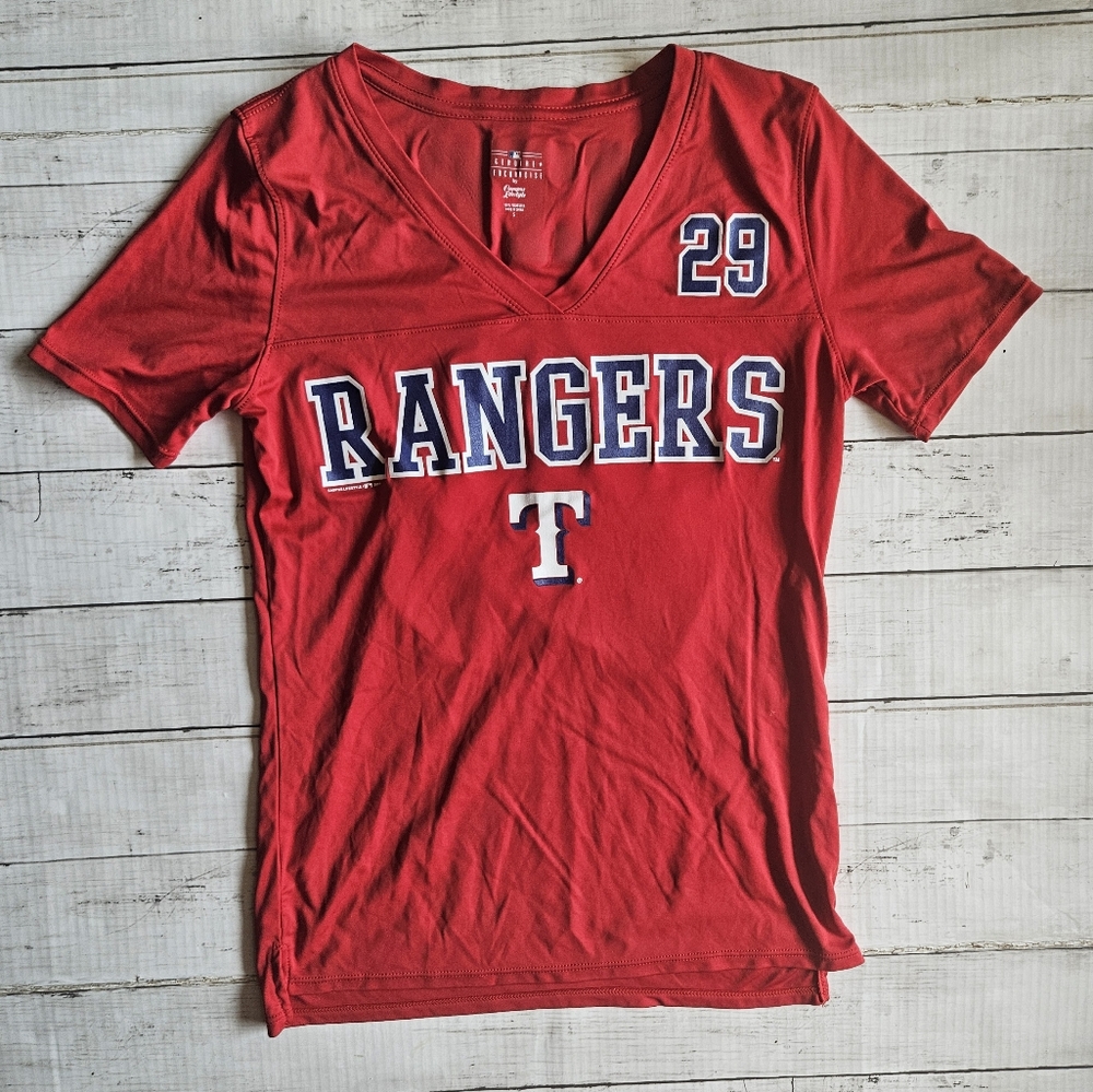 Texas Rangers Adrian Beltre 29 MLB Jersey T-Shirt‎ Red Womens Small V-Neck Shirt